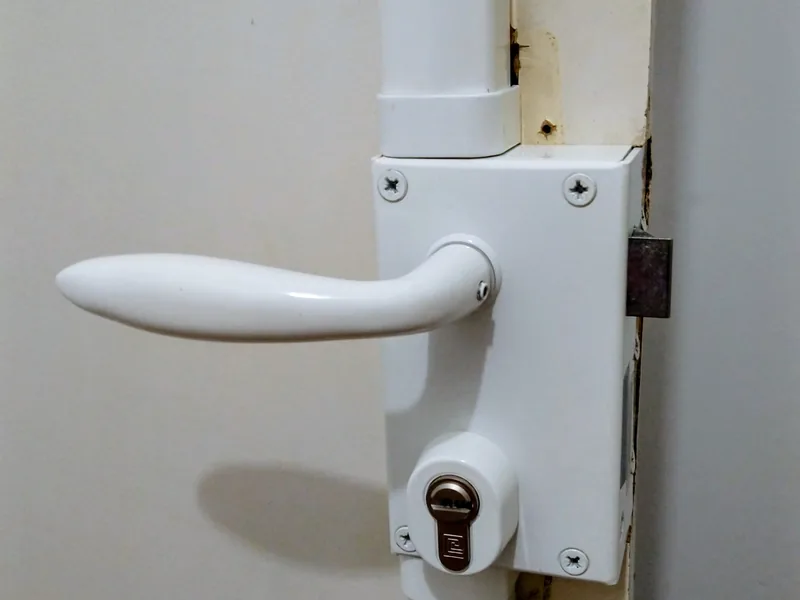 Serrure multipoints en applique neuve, après remplacement
