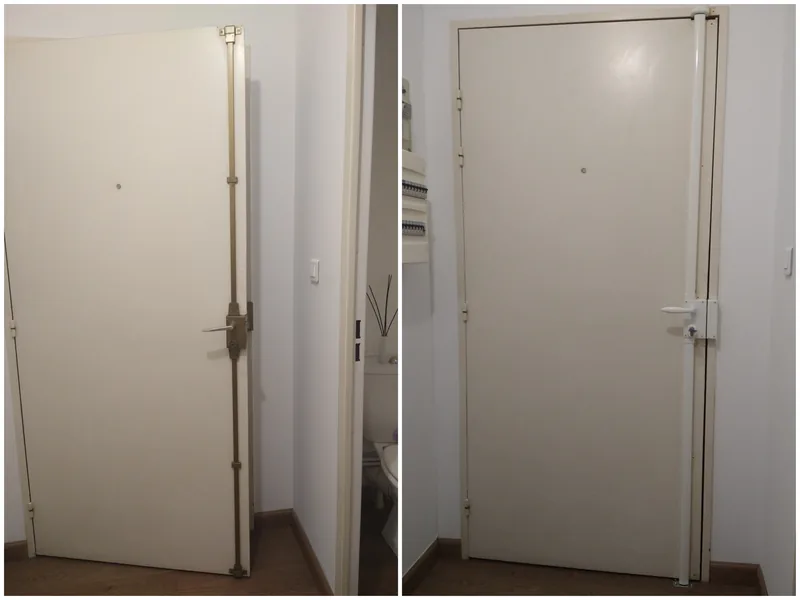 Porte d’entrée avant et après la pose d’une serrure 3 points en applique